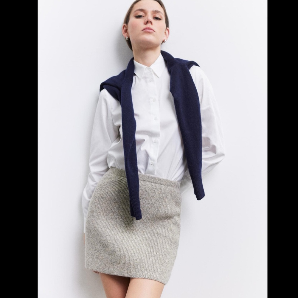 BASIC WOOL BLEND KNIT MINI SKIRT